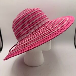 Capelli Straworld Pink Striped Floppy Sun Hat – Wide Brim – Paper Blend – 56 cm